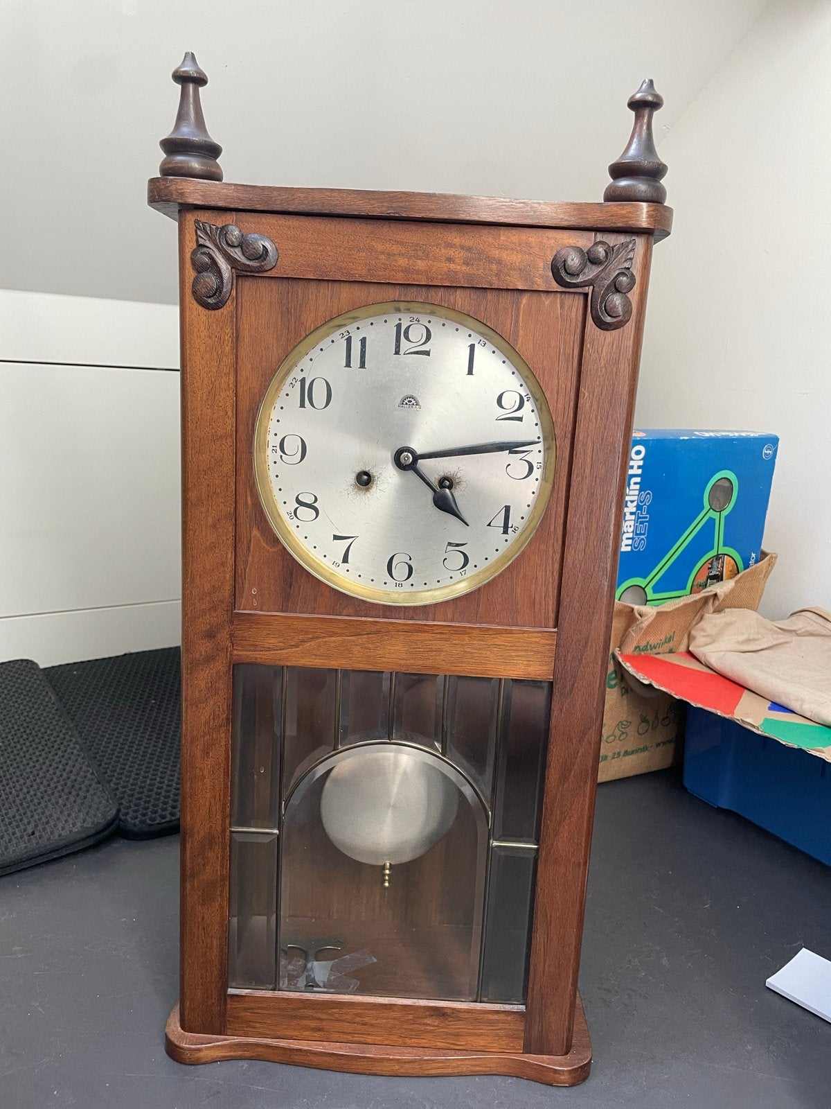 Antieke wandklok met pendule., Antiek en Kunst, Ophalen