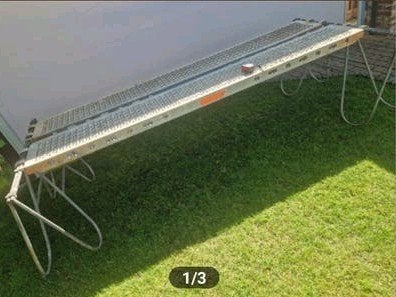 2x Layher steigerloopplanken op stalen schragen, Ophalen, Gebruikt, Overige typen, Minder dan 2 meter