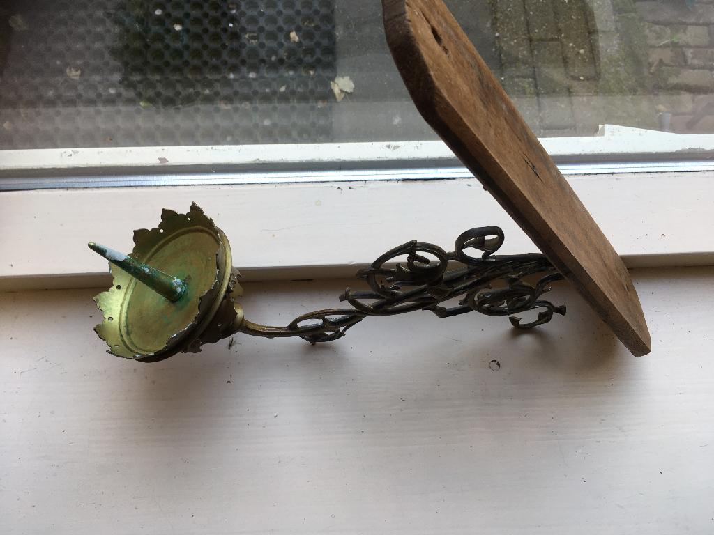 koperen wand kandelaar kaars, Ophalen of Verzenden, Kandelaar, Minder dan 25 cm