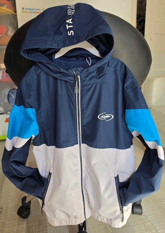 regenjas C A CandA C&A maat 152 jongens wit blauw, Ophalen, Zo goed als nieuw
