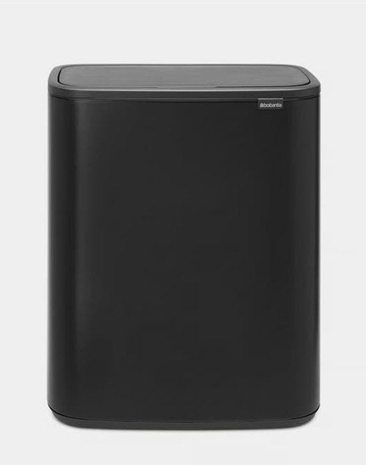 Afvalemmer BRABANTIA BO TOUCH BIN 2x30L mat black prullenbak, Ophalen, 50 tot 75 cm, 40 liter of meer, Zo goed als nieuw