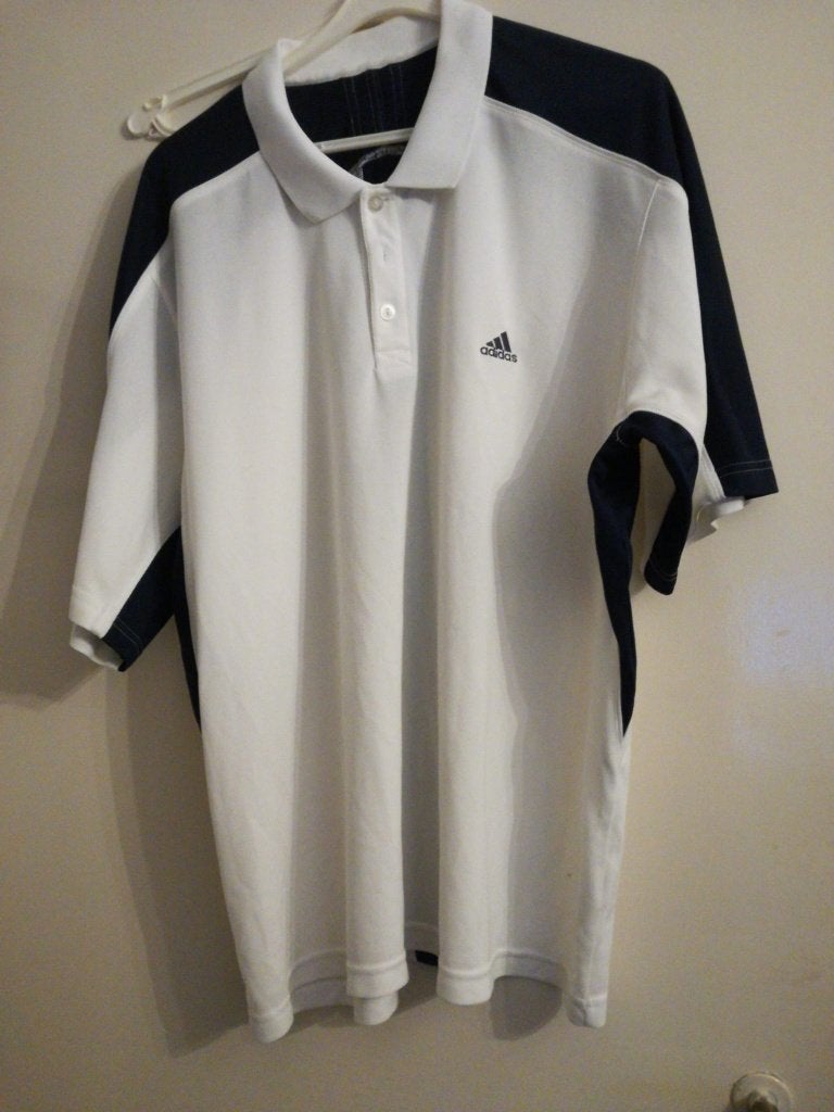 Als nieuw sport polo Shirt Adidas wit blauw Climacool XL, Kleding | Heren, Wit, Maat 56/58 (XL), Ophalen of Verzenden, Zo goed als nieuw