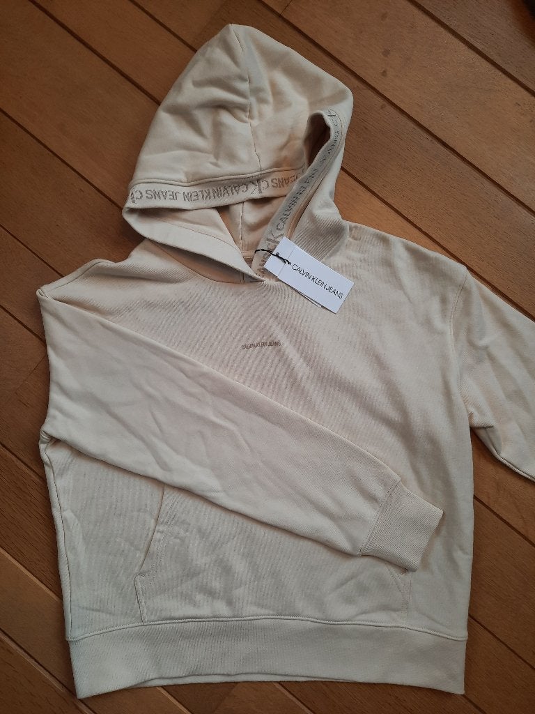 CALVIN KLEIN Jeans capuchon trui beige maat M - nieuw -, Maat 38/40 (M), Beige, Nieuw, Ophalen of Verzenden