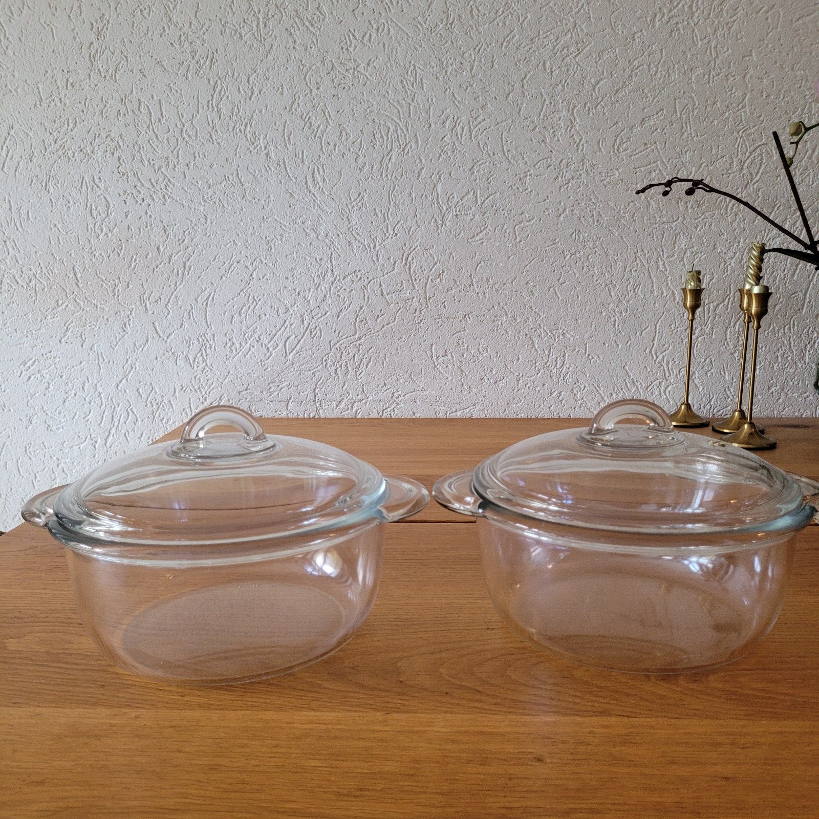 Arcuisine 2x glazen ronde ovenschalen met deksel 10x18 cm, Ophalen of Verzenden, Zo goed als nieuw