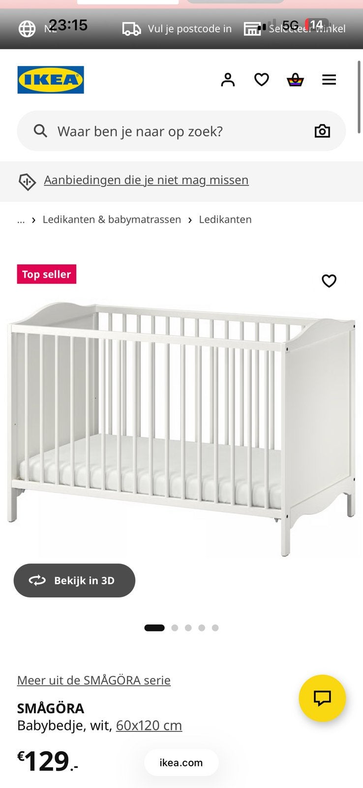 Baby bedje, Kinderen en Baby's, Kinderkamer | Complete kinderkamers, Ophalen, Zo goed als nieuw, Jongetje of Meisje