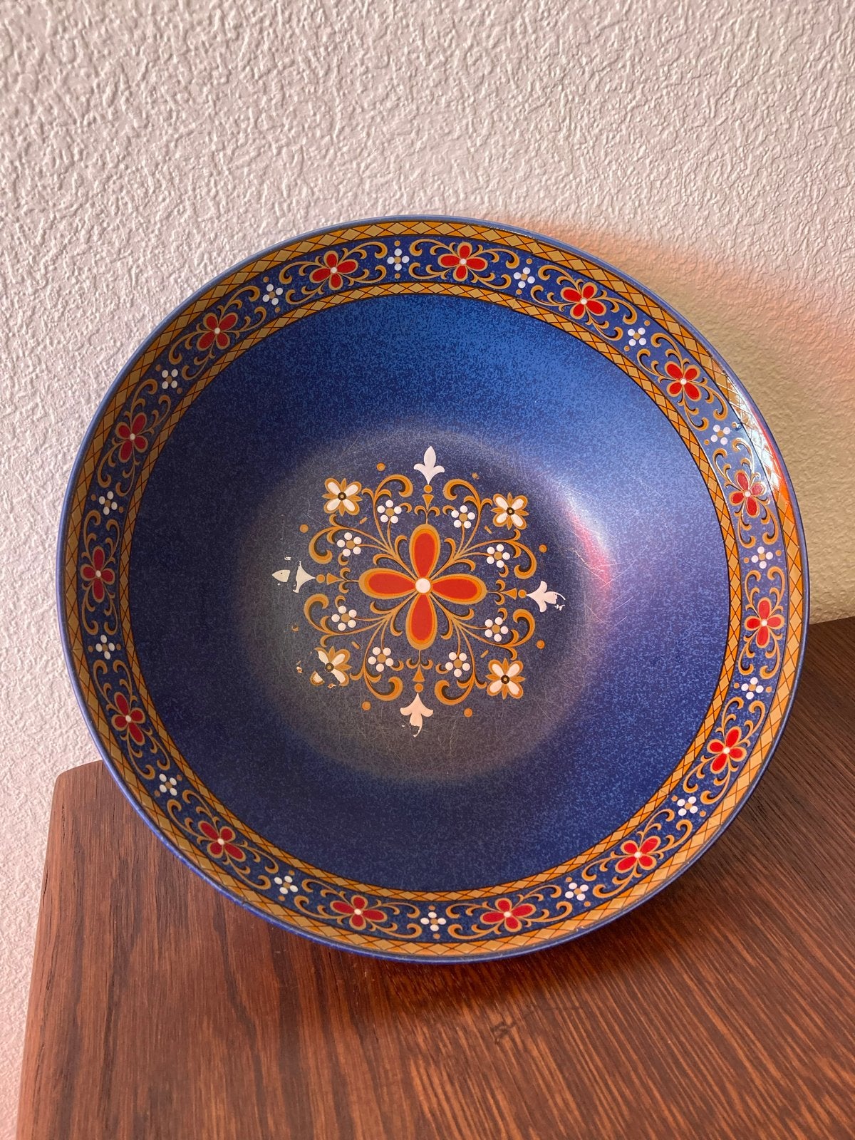 Diepe Winterling keramische serveerschaal blauw jaren 50/60, Ophalen of Verzenden