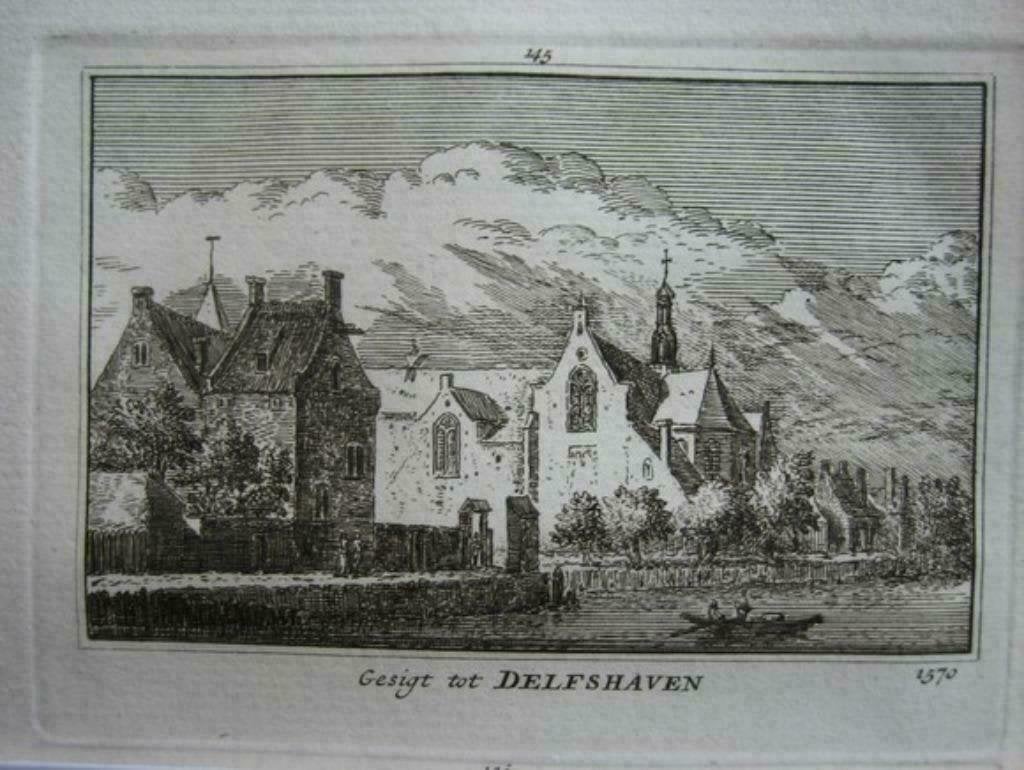 145 / Delfshaven Kopergravure  18 e Eeuw, Ophalen of Verzenden