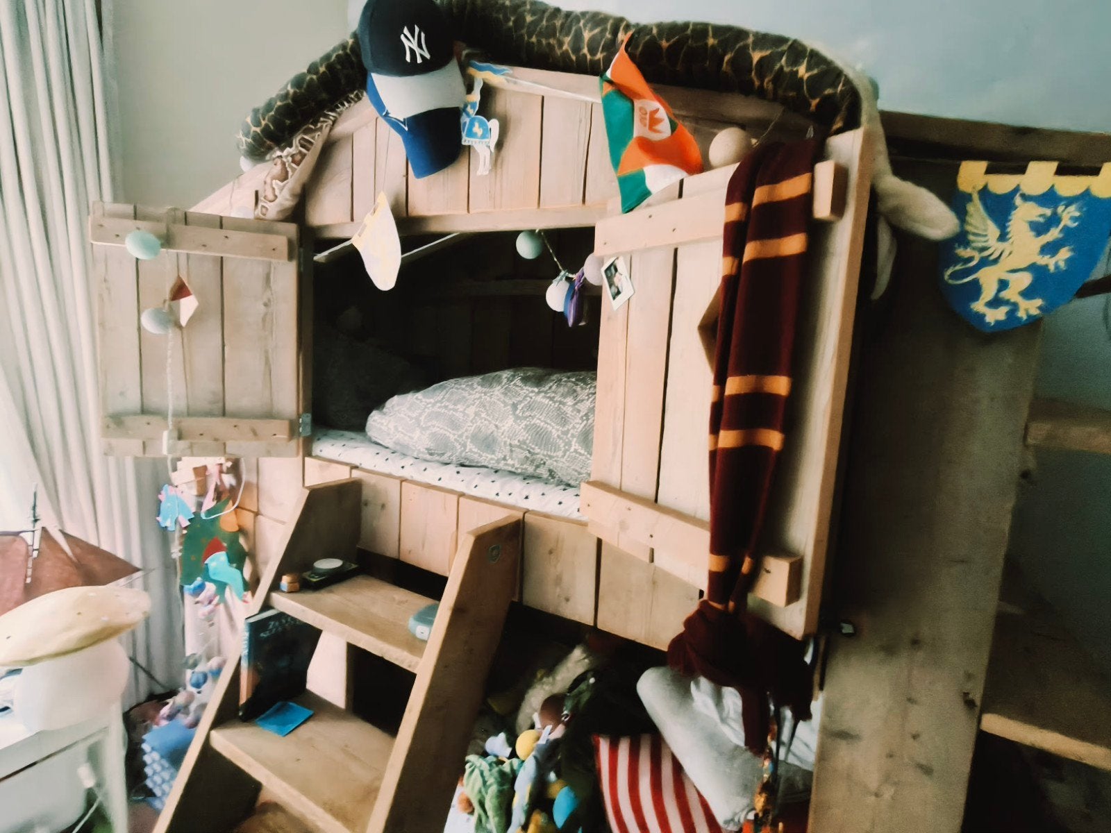Steigerhouten stapelbed 200x90cm, Huis en Inrichting, Slaapkamer | Stapelbedden en Hoogslapers, Ophalen, Tweepersoons, 90 cm, Stapelbed