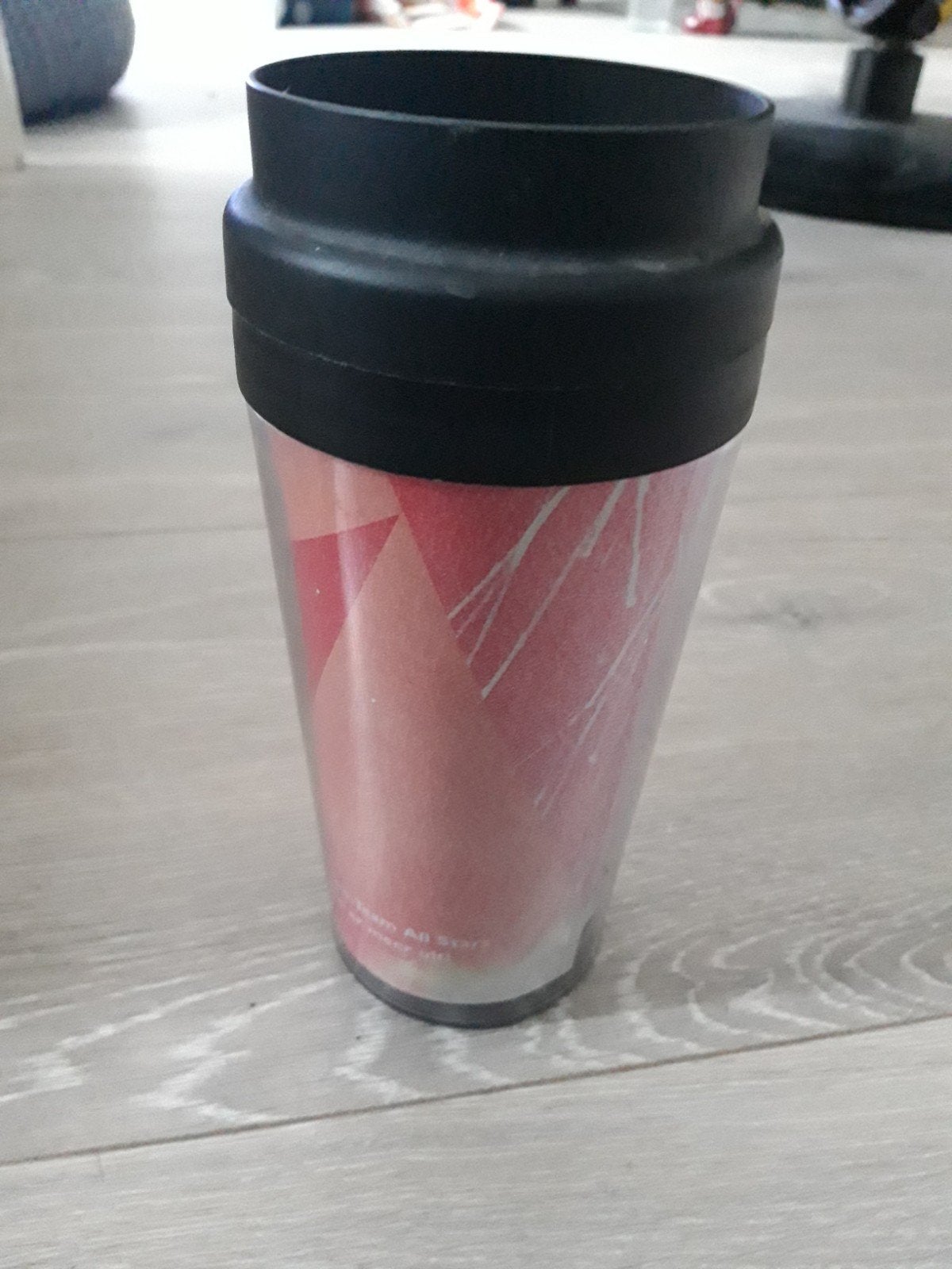 Bidon met roze/witte print en zwarte dop, Ophalen of Verzenden, Nieuw