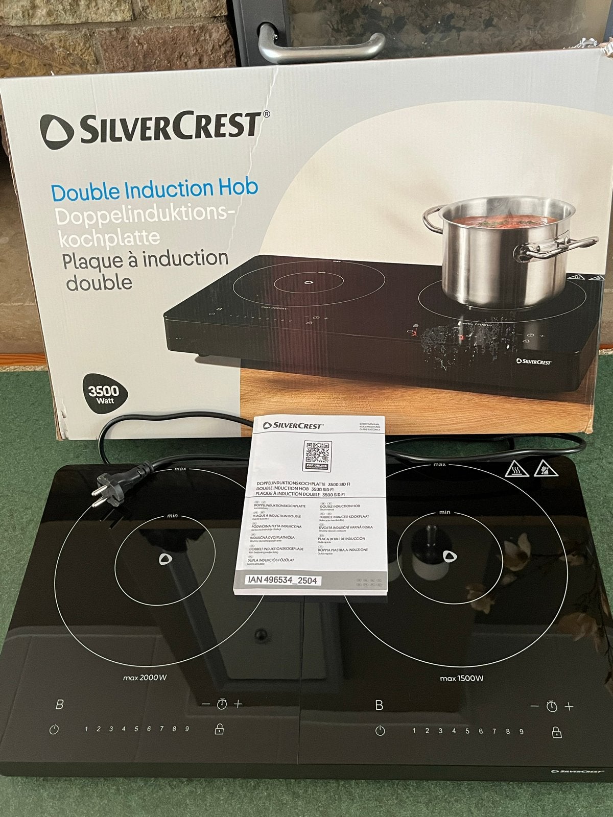 SilverCrest dubbele inductiekookplaat 3500W, Witgoed en Apparatuur, Kookplaten, Ophalen, 3 kookzones of minder, Zo goed als nieuw