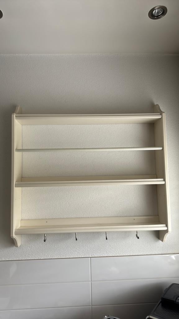 Wandrek met haken - Crème/Wit, Ophalen, Gebruikt, Hout, Wandbord of Wandpaneel