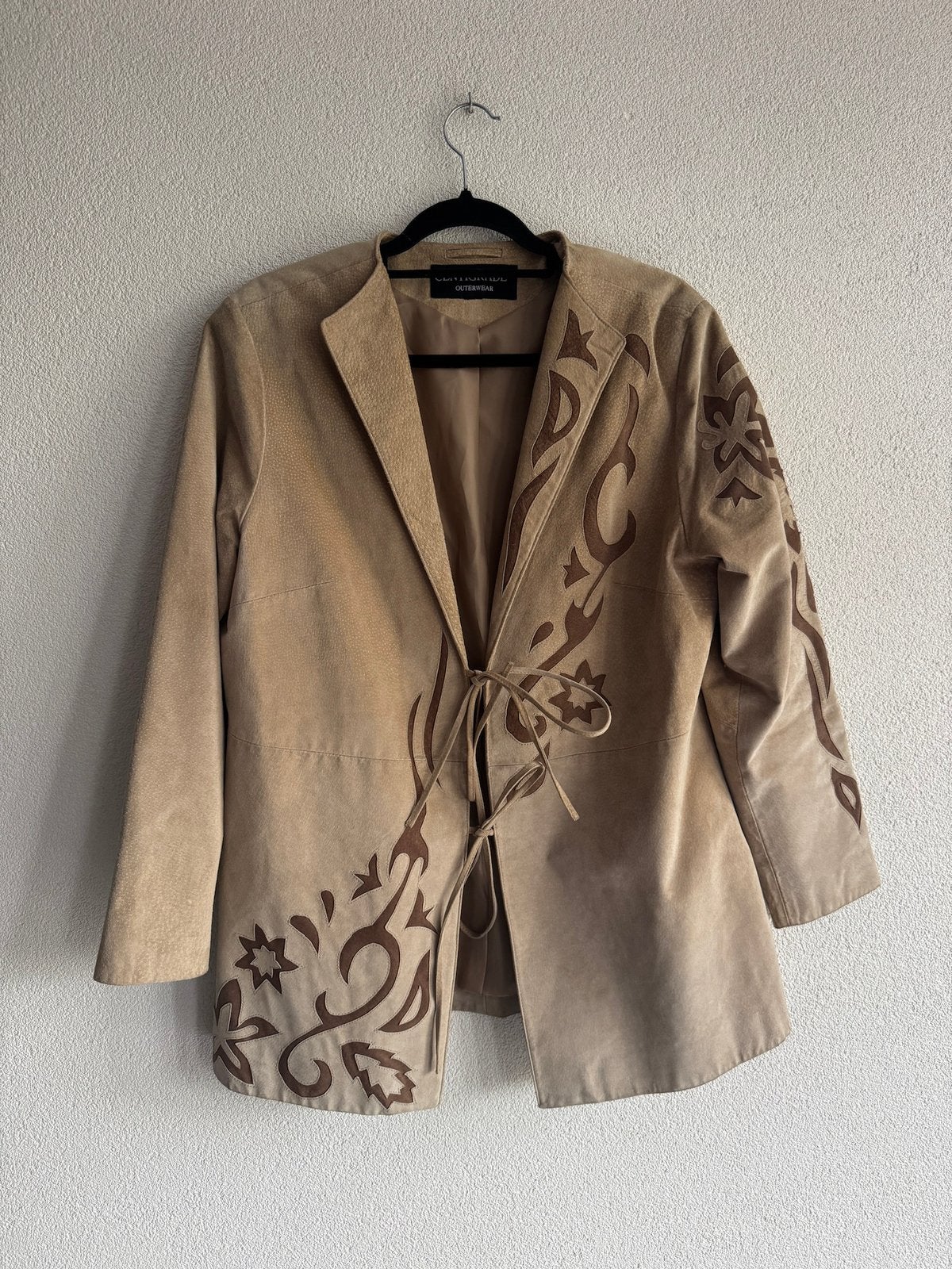Vintage Y2K western bruine leren jas met geborduurde details, Vintage, Bruin, Vintage, Maat 46/48 (XL) of groter