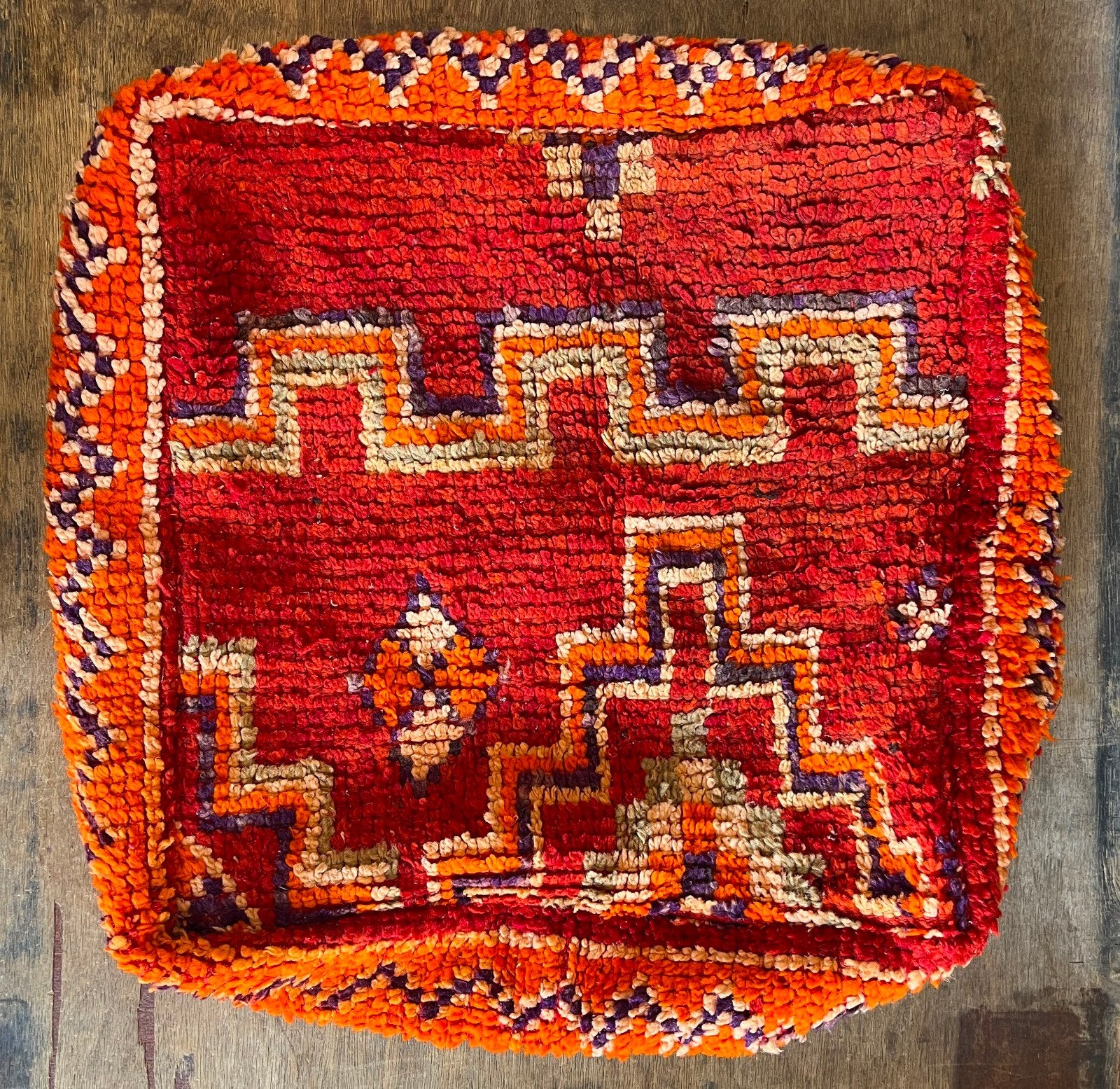 nieuwe Marokkaanse berber wollen kelim, vloerkussen poef, Nieuw, Ophalen of Verzenden, 50 tot 75 cm, Vierkant