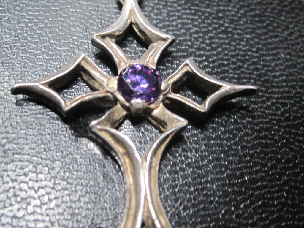 Antiek design hanger Kruis zilver met amethist, Ophalen, Zo goed als nieuw, Zilver, Zilver