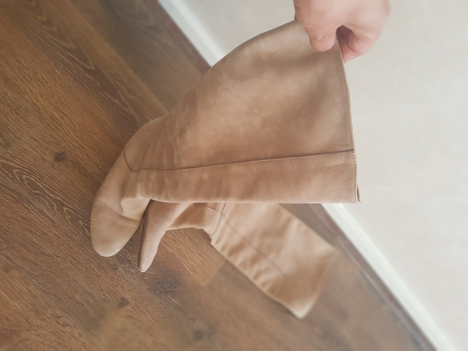 Suède beige laarzen ZARA, Ophalen, Zo goed als nieuw, Beige, Hoge laarzen