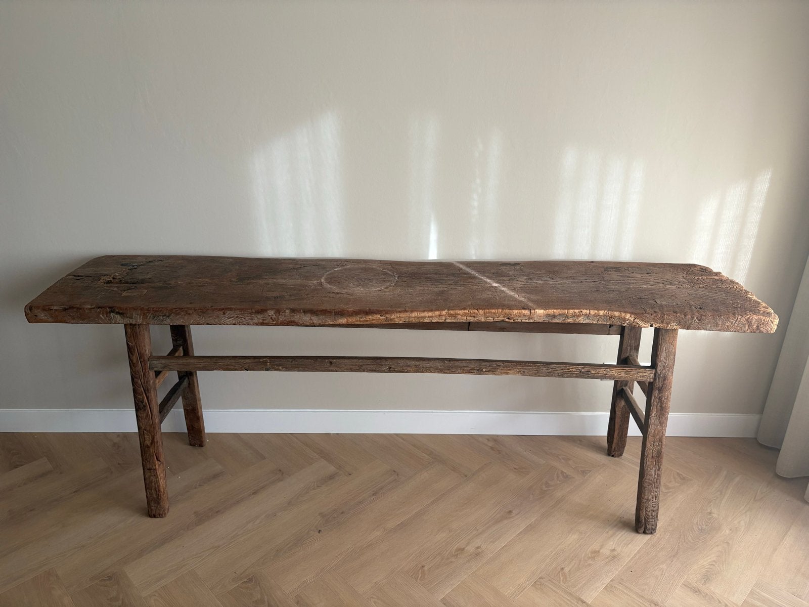 Teak houten sidetable, Huis en Inrichting, Tafels | Sidetables, Gebruikt, 25 tot 50 cm, 200 cm of meer, Rechthoekig, Teakhout