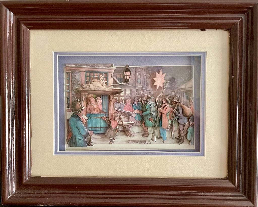 Anton Pieck 3D-afbeelding – sfeervolle kerstscène, Ophalen, Overige typen, Print/reproductie, Ingelijst