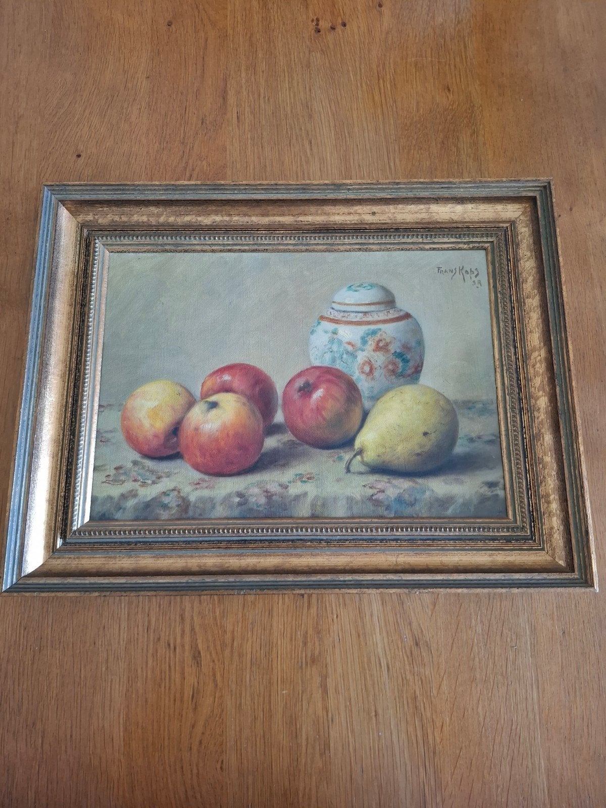 Frans Kops (1873-1951) Stilleven met fruit en vaas, Antiek en Kunst, Ophalen, Doek, Realistisch, Olieverf