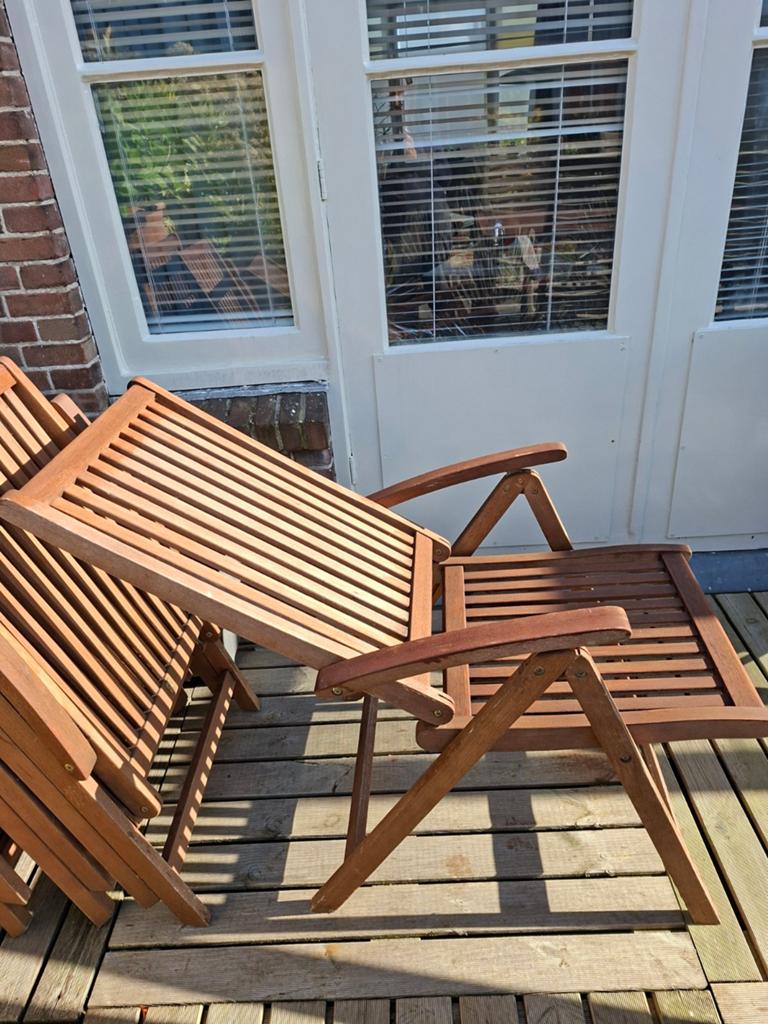 4 tuinstoelen, Tuin en Terras, Tuinstoelen, Ophalen, Gebruikt, Hout