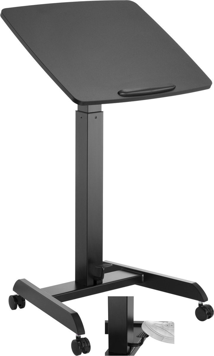 Verrijdbare laptoptafel, in hoogte verstelbaar, zwart, Ophalen, Metaal of Aluminium, 55 tot 75 cm, Zo goed als nieuw