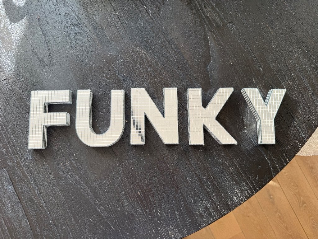 FUNKY disco letters, Ophalen of Verzenden, Zo goed als nieuw, Versiering, Geboorte of Huwelijk