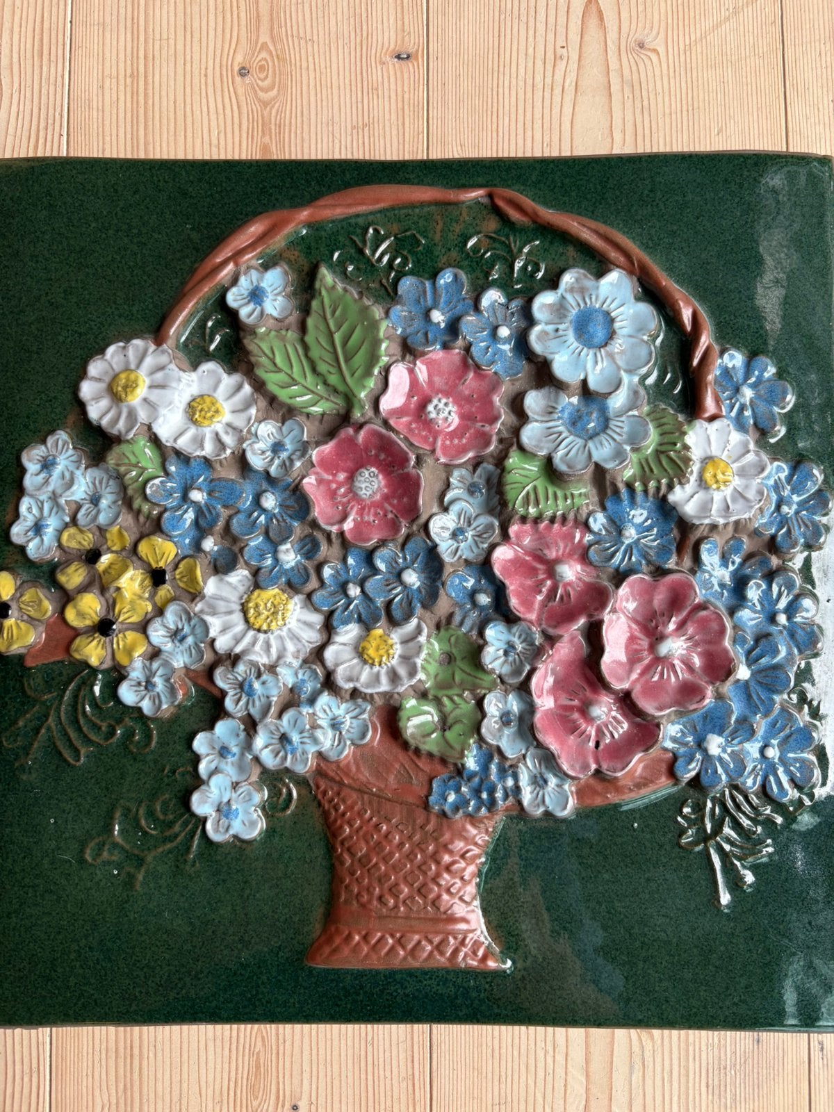 Jie Gantofta wandtegel 869 groot vaas bloemen, Ophalen of Verzenden