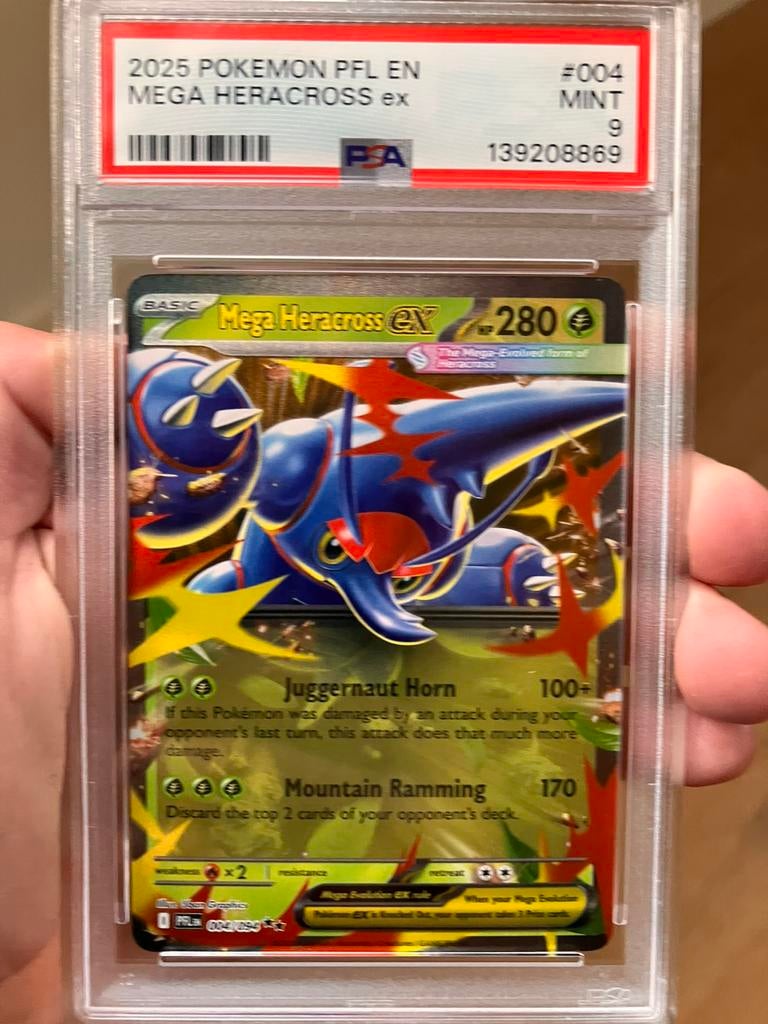Pokemon Mega Heracross ex -Psa 9, Ophalen of Verzenden, Zo goed als nieuw