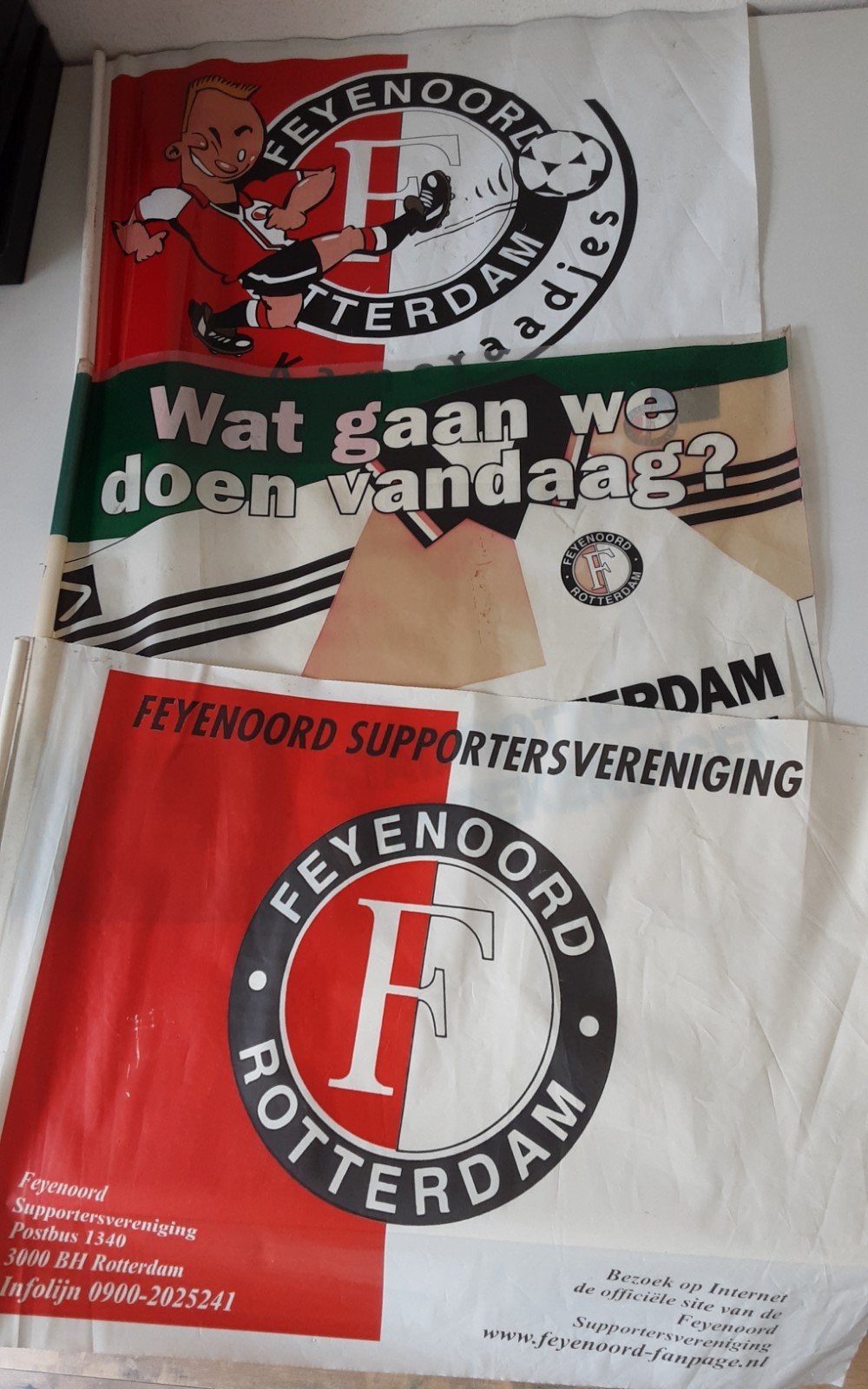 Zeven Feyenoord stadion vlaggetjes, Ophalen of Verzenden