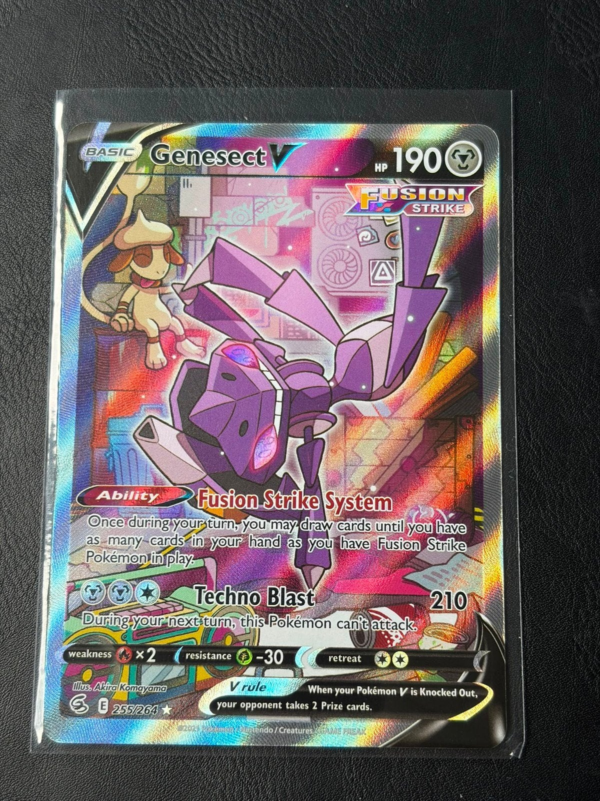 Genesect V Full Art Fusion Strike Pokémon Kaart, Ophalen of Verzenden, Zo goed als nieuw, Losse kaart