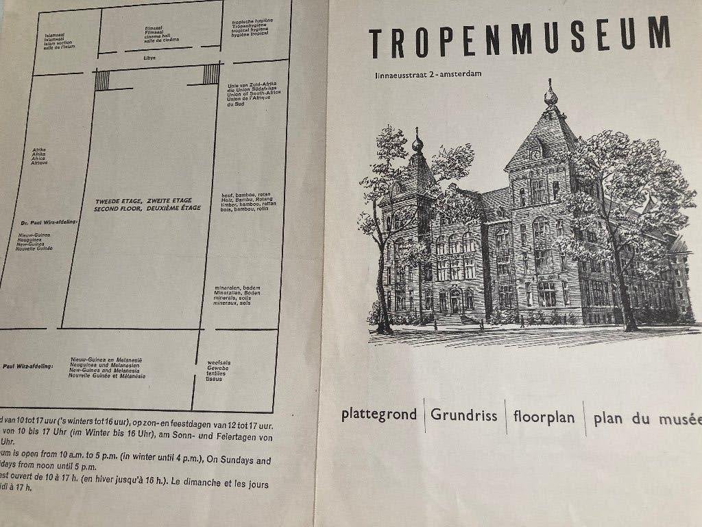flyers +kaart Suriname, tropenmuseum amsterdam ca 1962, Ophalen of Verzenden, 1960 tot 1980, Ongelopen, Overige thema's
