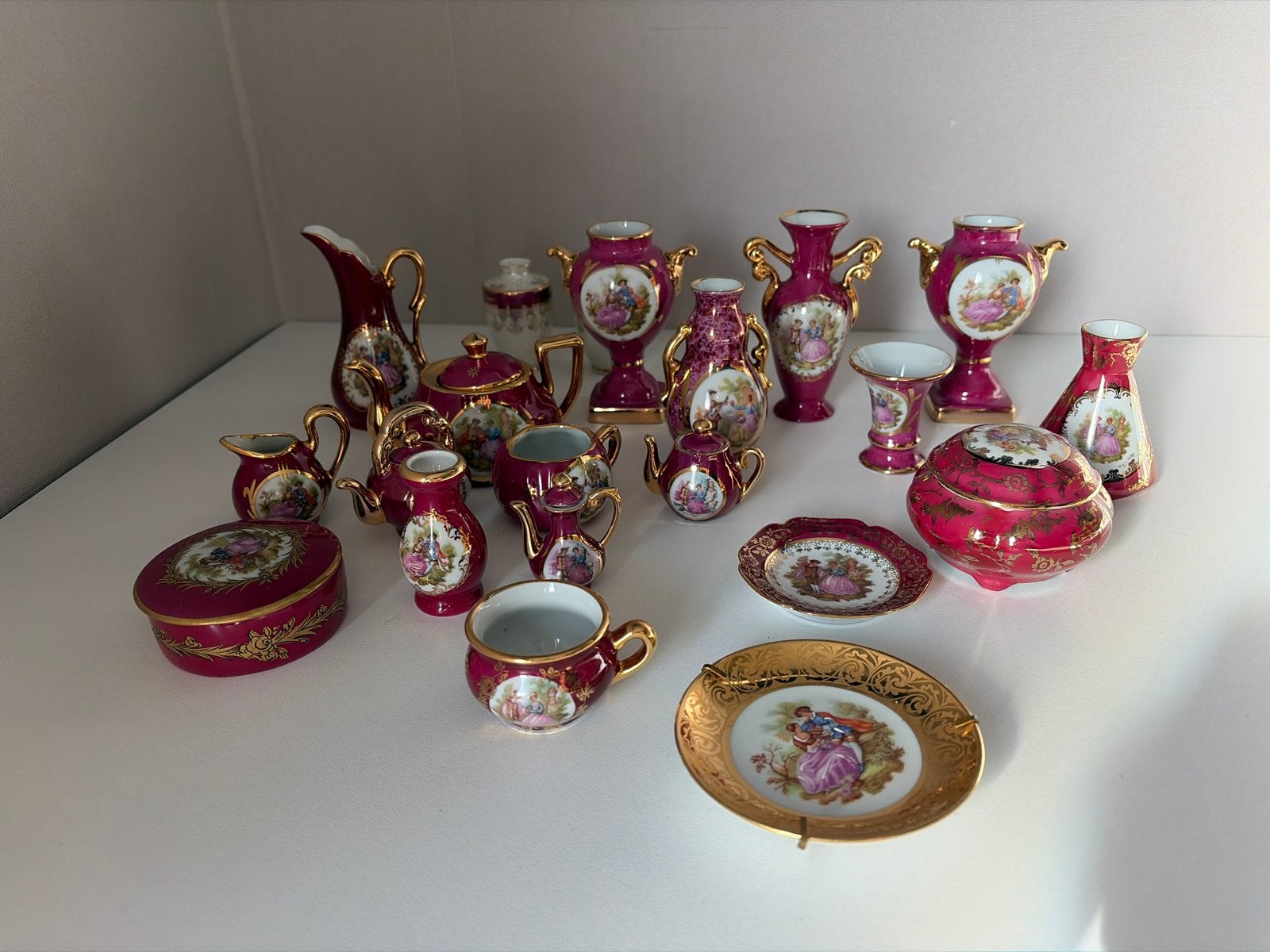 Prachtige Limoges porseleinen set - roze met goud, Ophalen