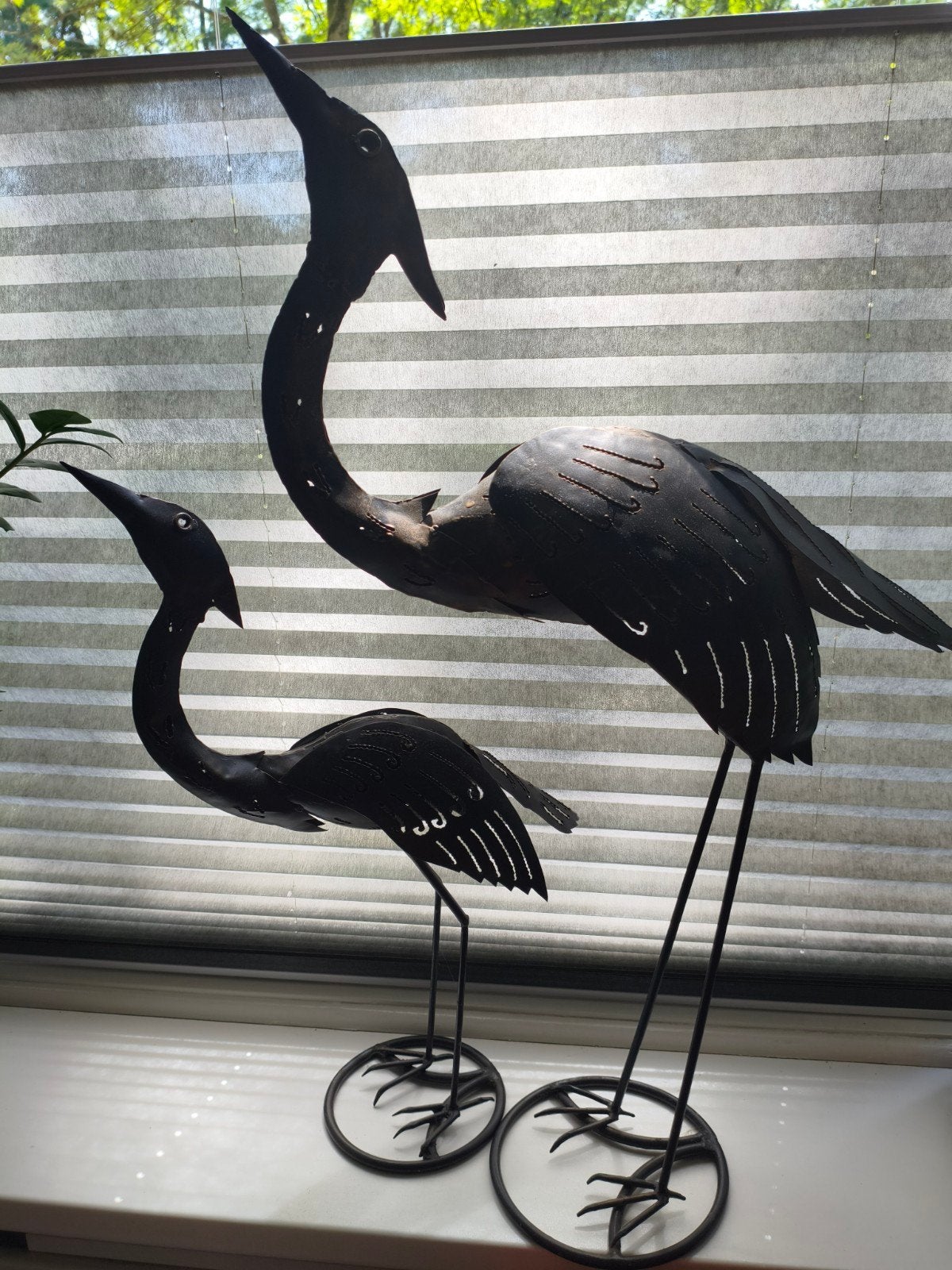 Set van 2 decoratieve reiger beelden - metaal, zwart, Ophalen