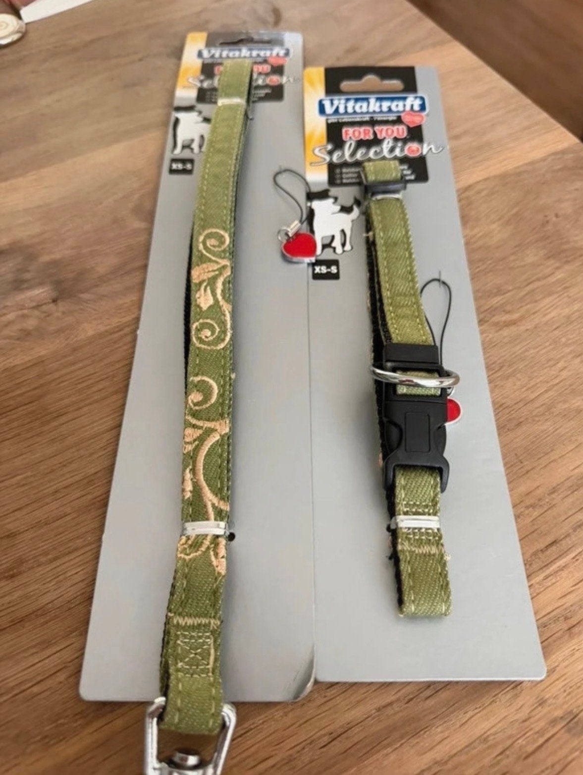 Honden Halsband en Riem groen maat xs/s, Ophalen of Verzenden, Nieuw