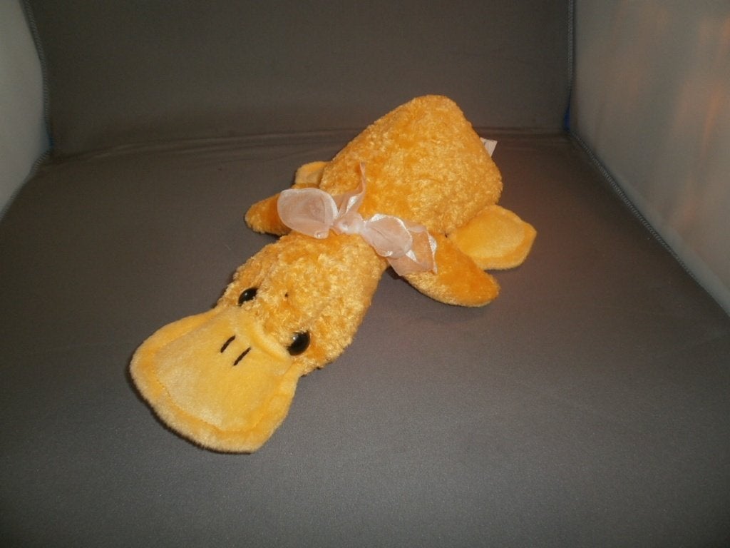 esc toys eend geel wollig lijf velours poten/snavel 26 cm, Overige merken, Geel, Korrelvulling, Ophalen of Verzenden