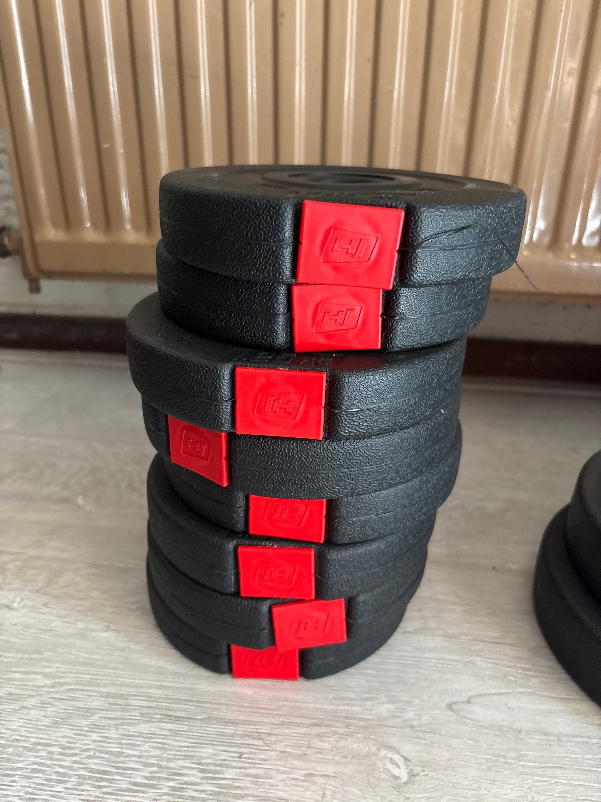 Halterschijven set 1.25kg, 2.5kg, 5kg, 10kg, Sport en Fitness, Fitnessmaterialen, Ophalen, Gebruikt, Armen, Halterschijven