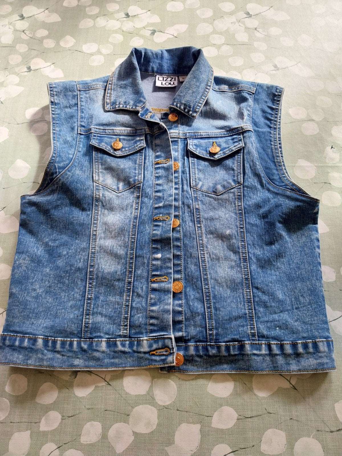 Lizzi Lou Denim Gilet Maat M - Zo goed als nieuw, Maat 38/40 (M), Blauw, Lizzi Lou, Ophalen of Verzenden