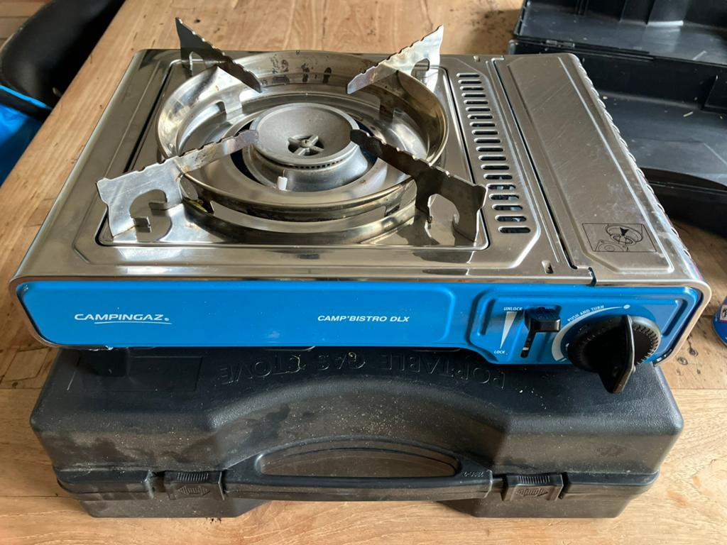 2x Campingaz gaspitje + 3 gasbussen, Ophalen of Verzenden, Zo goed als nieuw