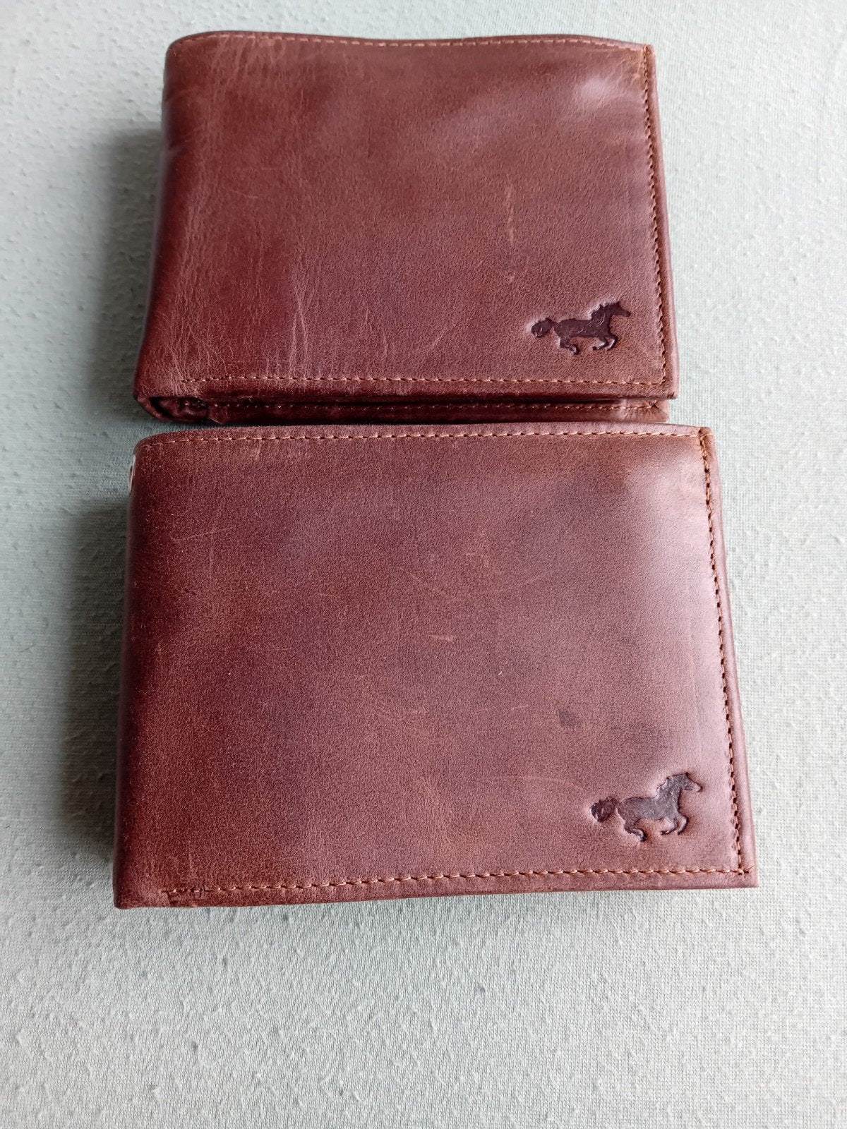Leren portemonnee met paardlogo - Bruin, Overige merken, Gebruikt, Ophalen of Verzenden, Leer