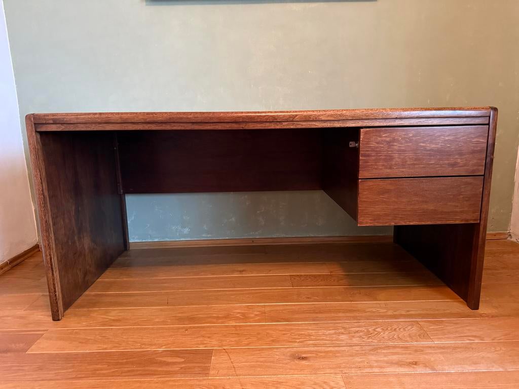 Vintage houten bureau met lades - 160x80x75 cm, Ophalen, Overige typen, Gebruikt, Overige merken