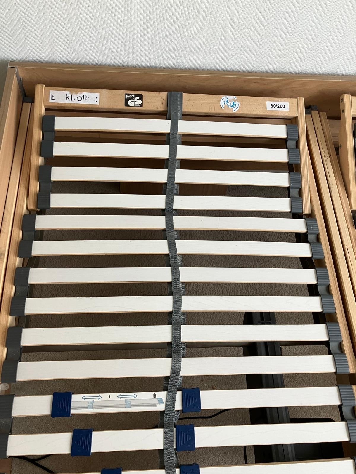 Elektrisch verstelbare lattenbodem 2x 80x200 cm, Ophalen, Gebruikt, Tweepersoons, 80 cm