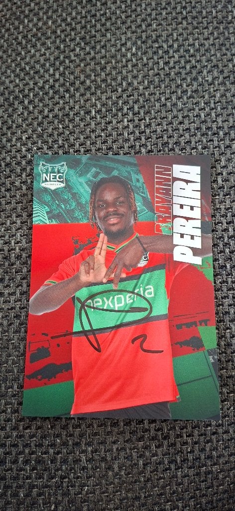 Spelerskaart met handtekening; Brayann Pereira # NEC, Ophalen of Verzenden, Nieuw, Overige binnenlandse clubs, Spelerskaart