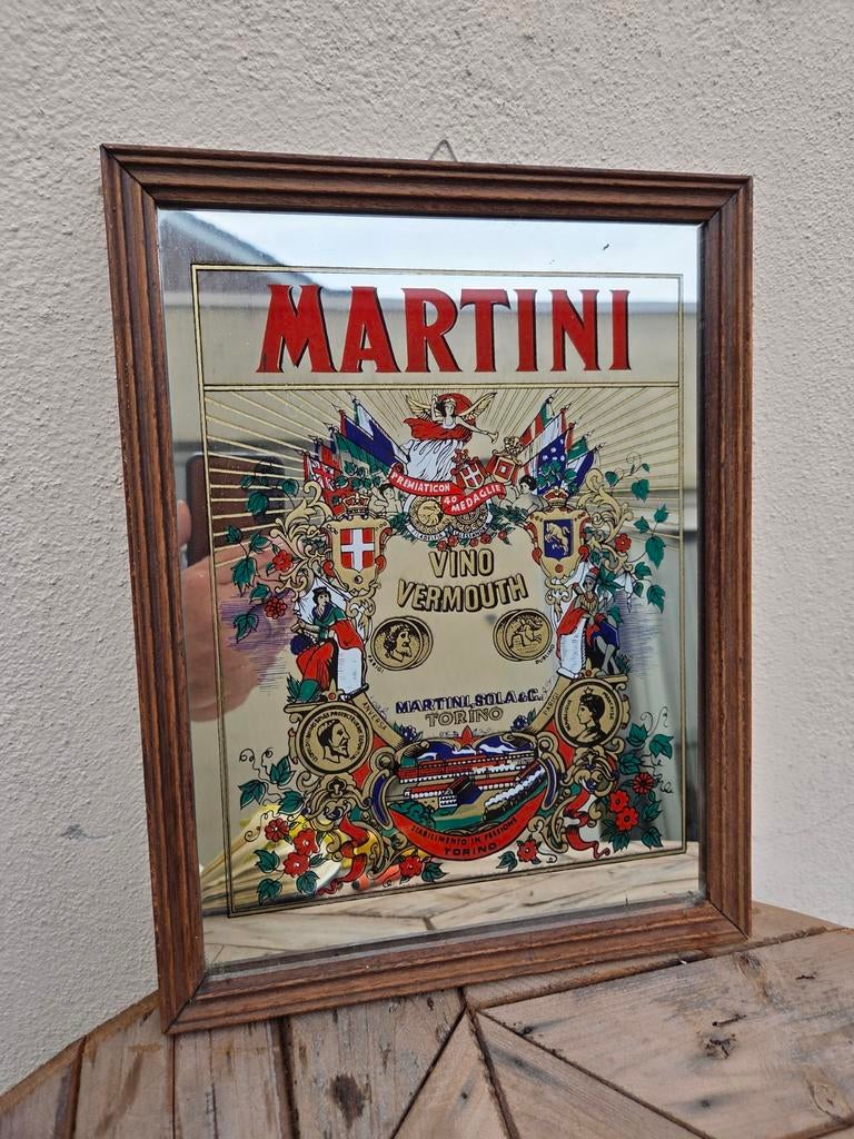 Vintage Martini Bar Spiegel, Ophalen of Verzenden, Gebruikt, Reclamebord