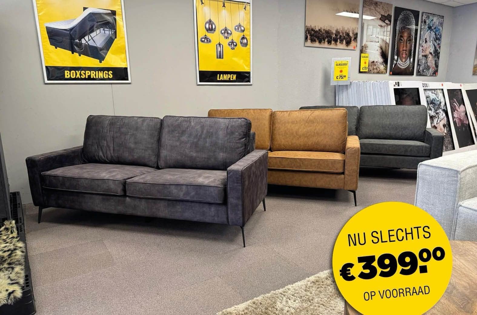 Diverse banken nu al voor  399,- op=op, Huis en Inrichting, Ophalen, Hoekbank, 75 tot 100 cm, 200 tot 250 cm
