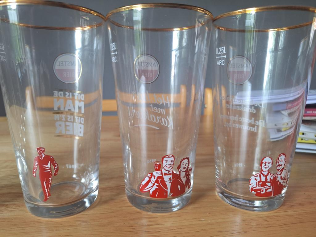 Amstel Bier Reclame Klassiekers Glazen Set (6 stuks), Antiek en Kunst, Ophalen