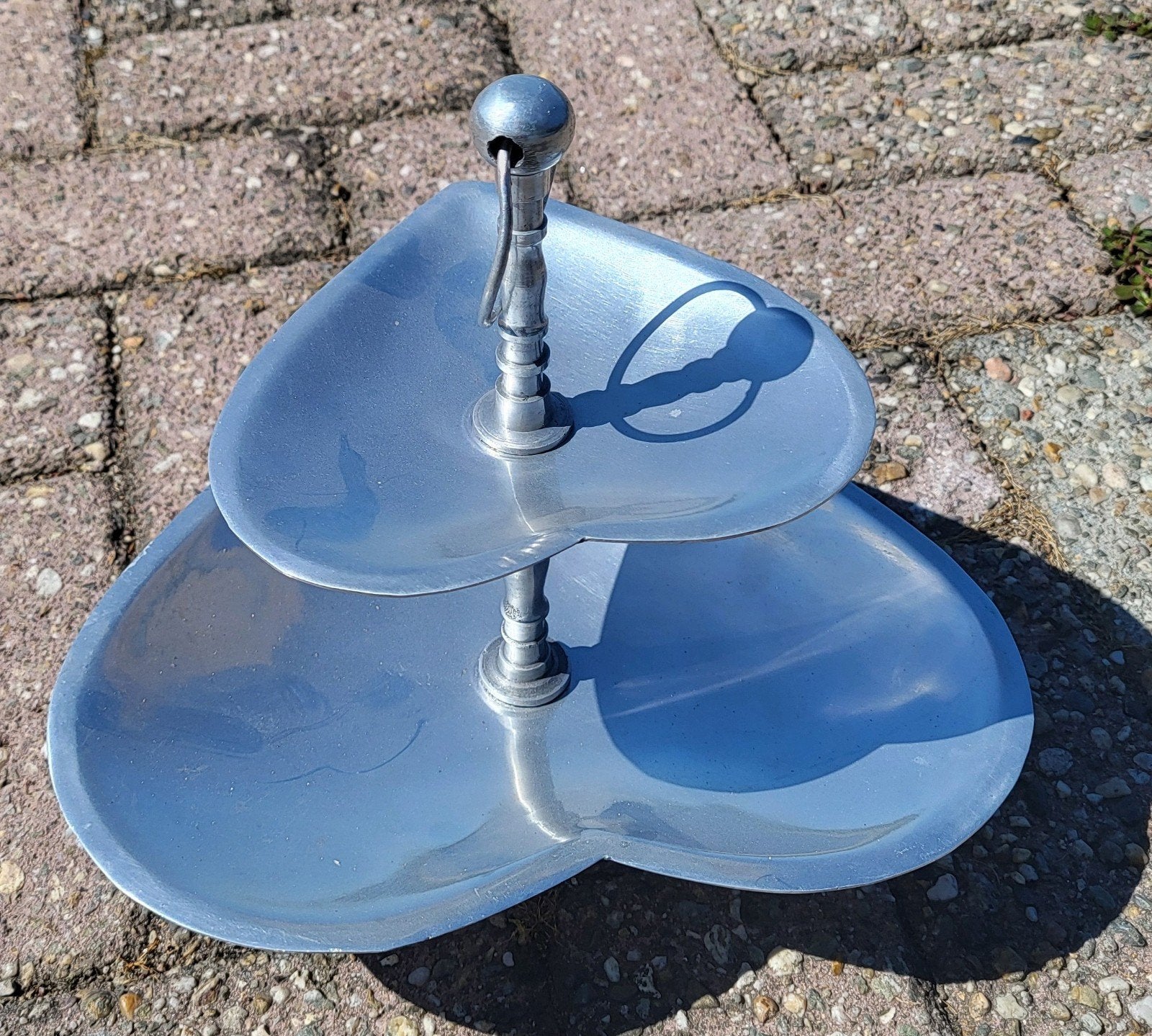 aluminium hartvormige etagere, Huis en Inrichting, Woonaccessoires | Dienbladen, Ophalen, Gebruikt, Rond, Metaal