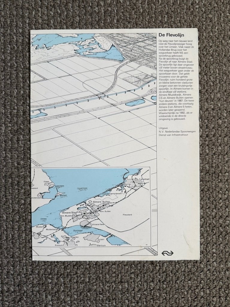 Folder Nederlandse Spoorwegen (NS) Flevolijn, Ophalen of Verzenden, Gebruikt, Trein, Boek of Tijdschrift
