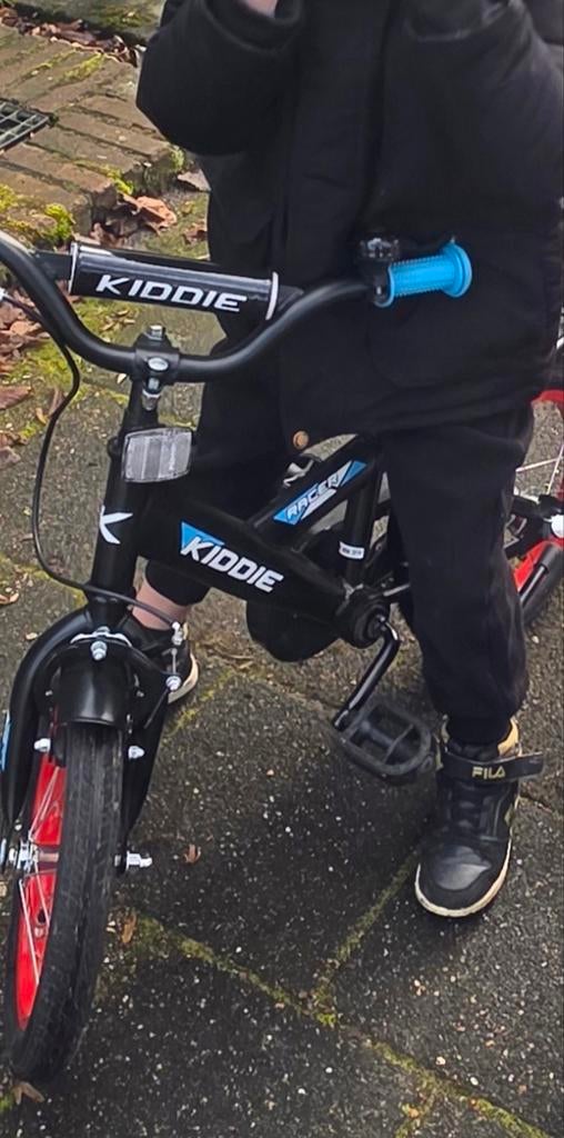 Kiddie kinderfiets - Zwart met blauwe accenten 14inch, Ophalen, Gebruikt, 16 tot 20 inch, Kiddie