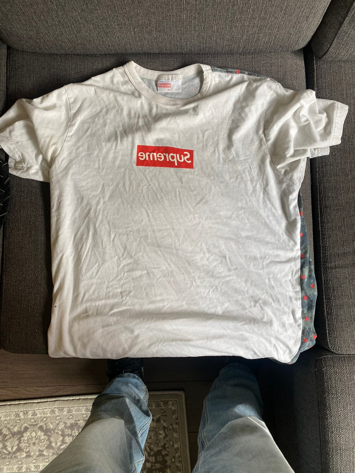 Supreme comme des garcon boxlogo XL, Ophalen of Verzenden, Zo goed als nieuw, Maat 56/58 (XL), Zwart