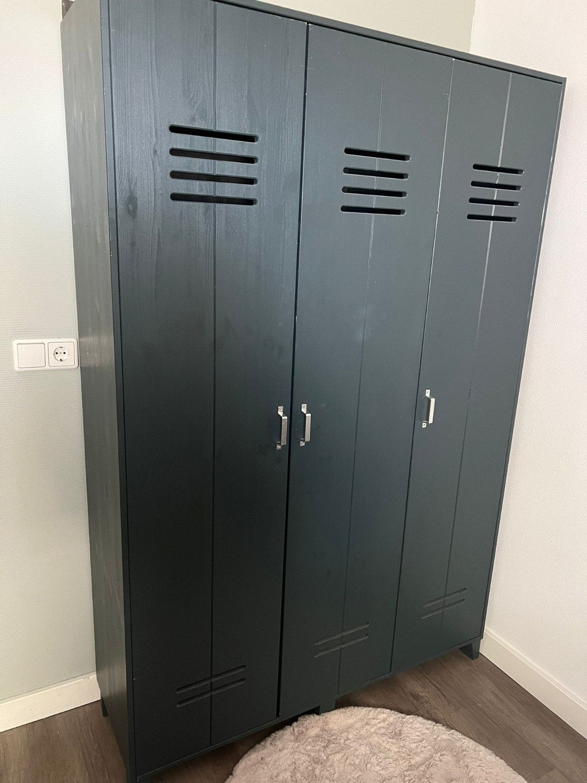 Woood Lockerkast van hout, 3 deuren kledingkast hang/ leg, Ophalen of Verzenden, Gebruikt, Industrieel, Vintage