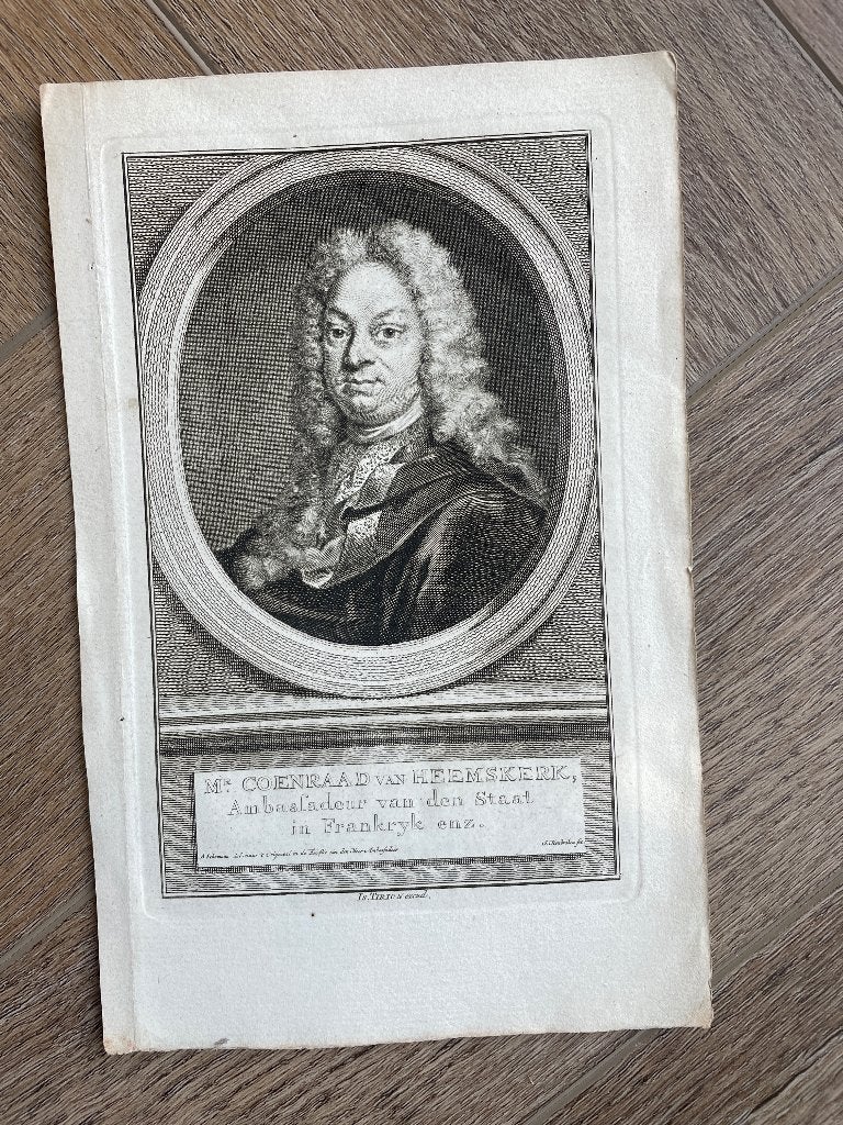 1750 Mr Coenraad van Heemskerk (tirion) P0698, Ophalen of Verzenden, Ets, 1700 - 1799